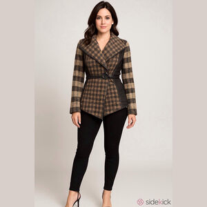 Simply Couture Houndstooth Knit Jacket Brown Black